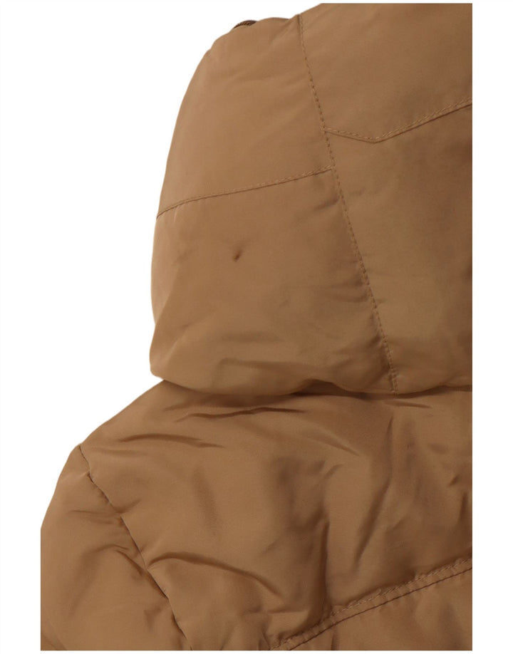 Zara Manteau rembourré à capuche pour femme UK 12 Polyester beige moyen