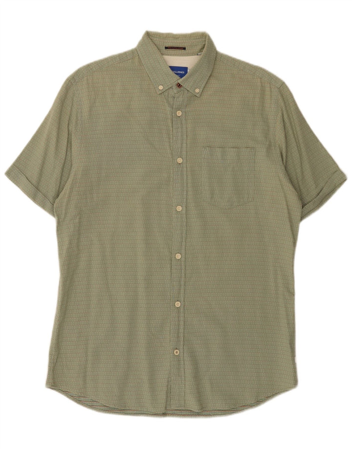 Jack & Jones Chemise à Manches Courtes Homme Vert Moyen Taché