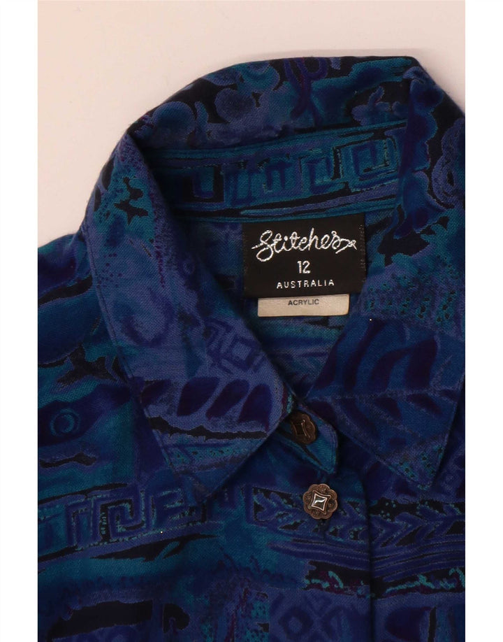 Stitches Chemisier à manches longues pour femme Motif abstrait US 12 Grand Bleu