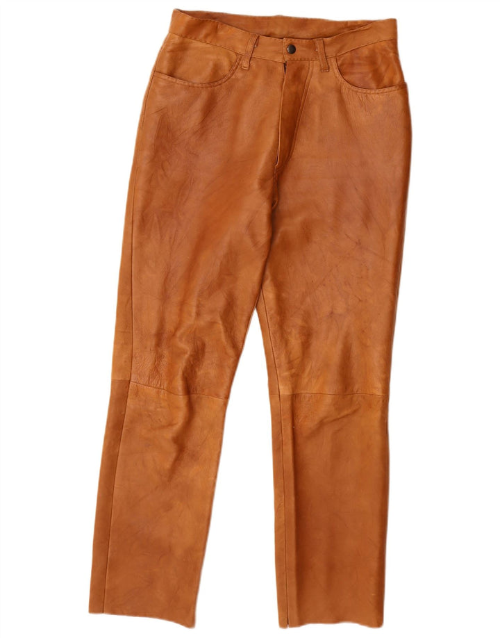 Pantalon droit en cuir femme vintage W28 L27 Marron