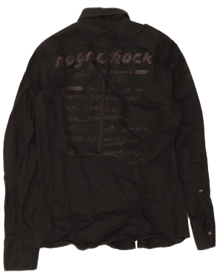 Diesel Chemise Militaire Graphique Homme Noir Moyen Coton