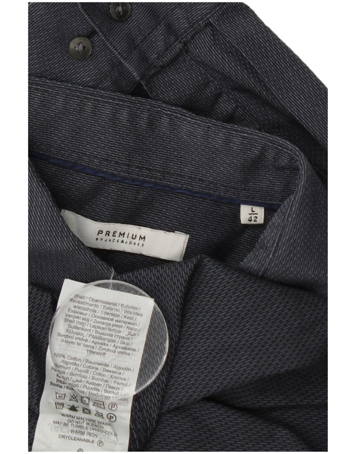 Jack & Jones Chemise Homme Taille 42 Grand Coton Rayé Gris