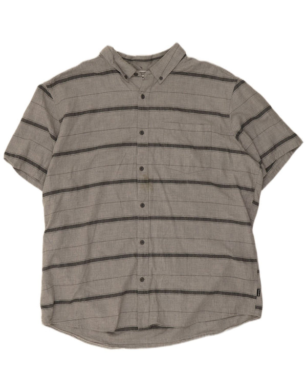 Hurley Chemise à manches courtes pour homme Coupe classique 2XL Gris Rayé Coton