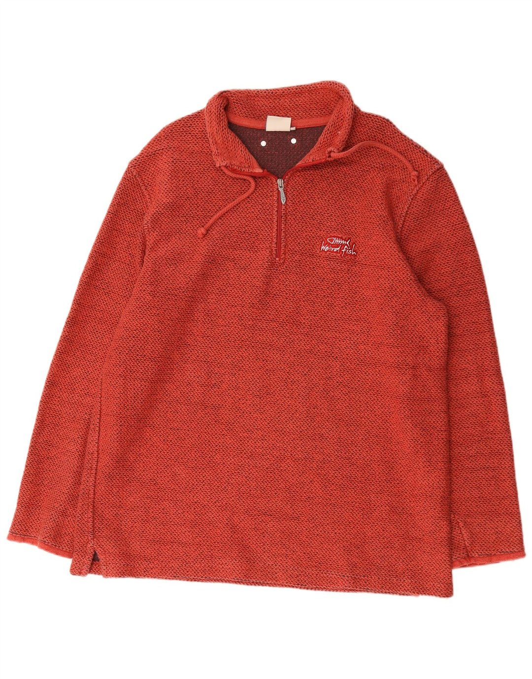 Weird Fish Sweat-shirt à col zippé pour homme en coton rouge 2XL