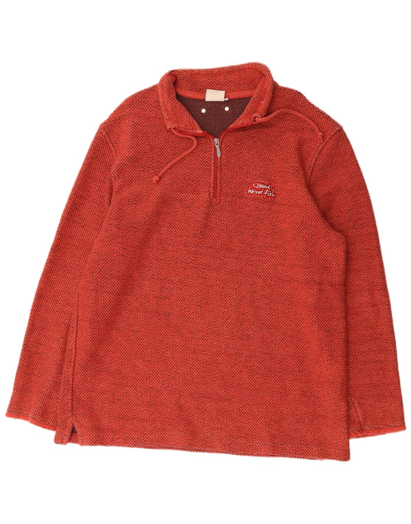 Weird Fish Sweat-shirt à col zippé pour homme en coton rouge 2XL