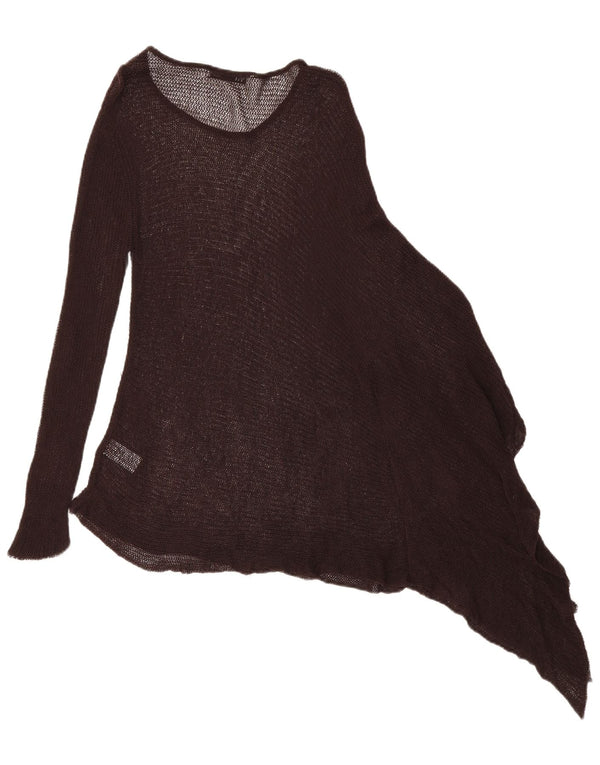 Zara Femme Asymétrique Poncho Tunique Top UK 16 Large Marron Lyocell