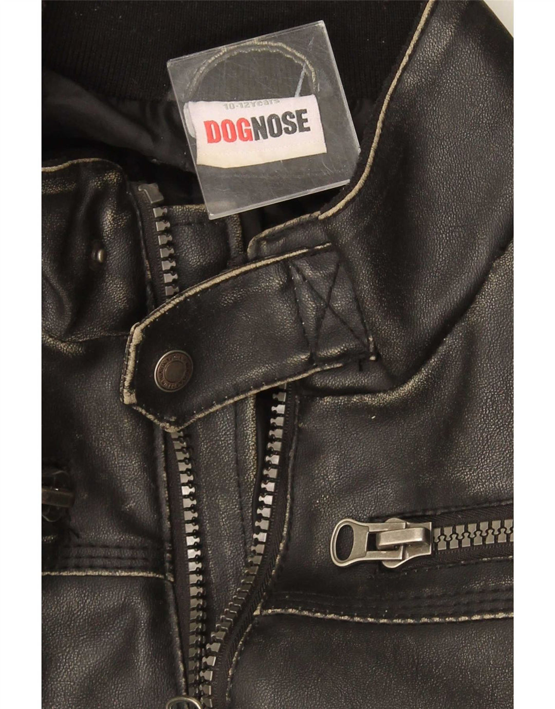 Dognose Veste en cuir bomber pour garçon 10-11 ans Noir