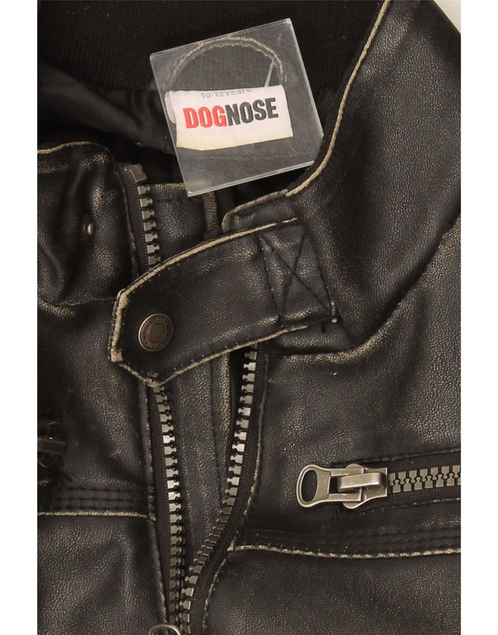Dognose Veste en cuir bomber pour garçon 10-11 ans Noir