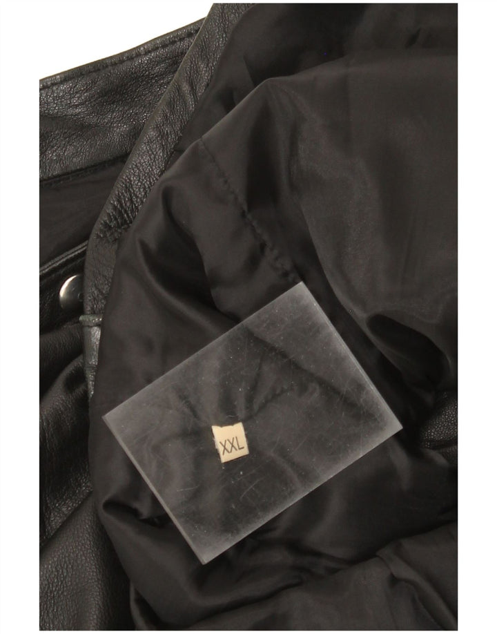veste en cuir homme vintage UK 44 2XL Noir
