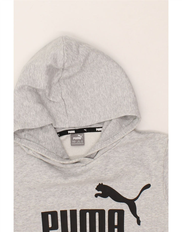 PUMA Boys Graphic Hoodie Jumper 13-14 Years Grey Vintage Puma and Second-Hand Puma from Messina Hembry 