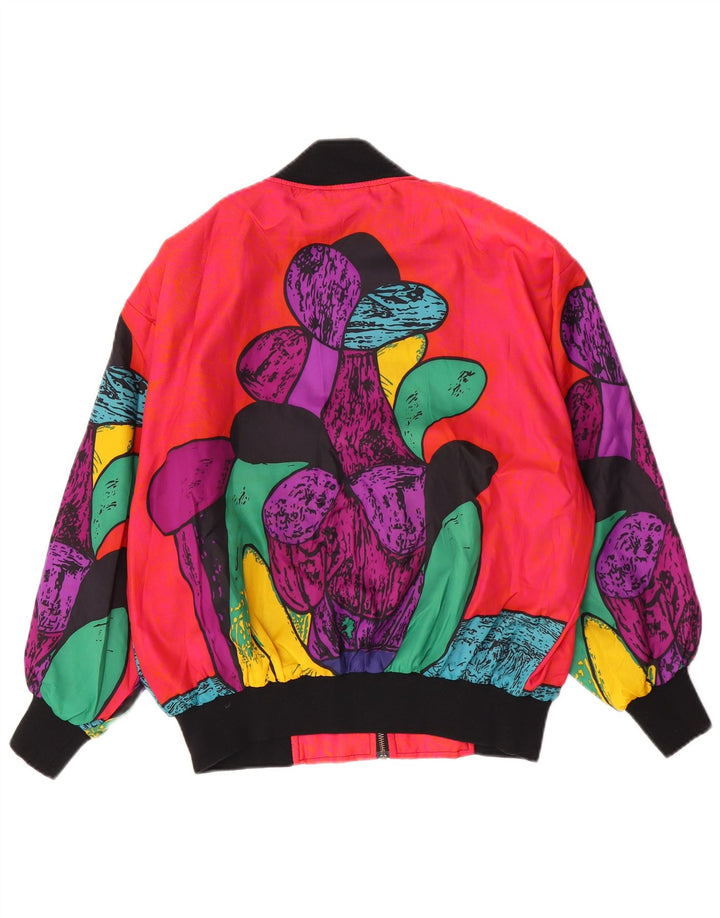 vintage Femme Motif Abstrait Bomber Veste IT 46 Grand Multicolore