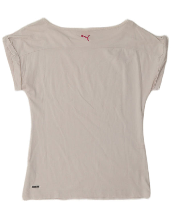 Puma T-shirt pour femme en coton géométrique blanc moyen UK 12
