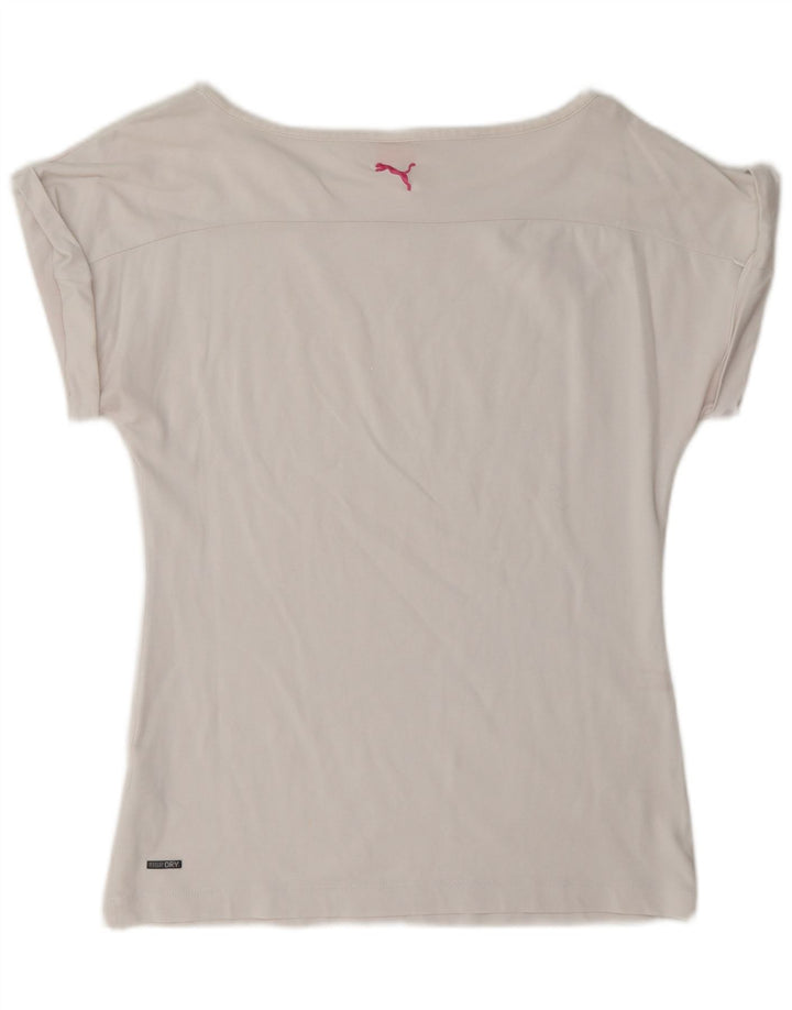 Puma T-shirt pour femme en coton géométrique blanc moyen UK 12