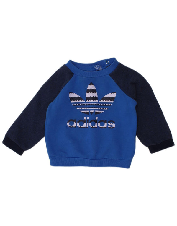 ADIDAS Sweat-shirt graphique pour bébé garçon 6-9 mois Bleu colour block