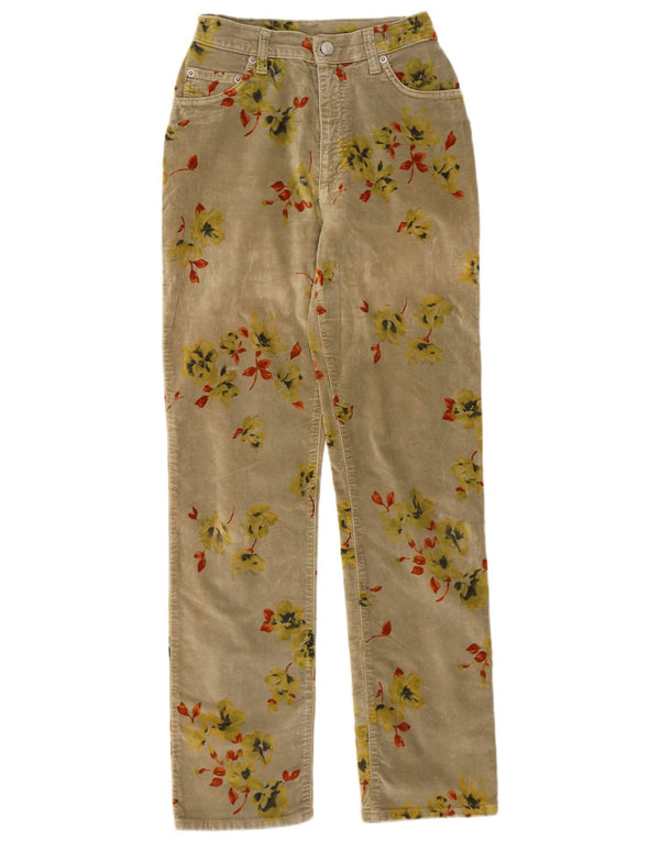 Pantalon décontracté droit femme Outrage W27 L30 coton fleuri kaki