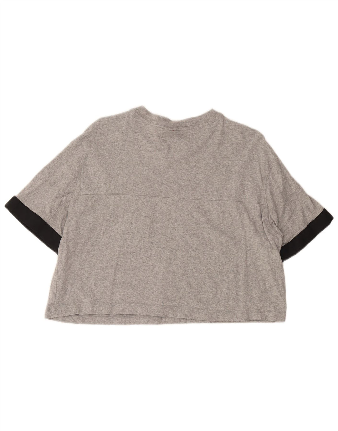 NIKE Womens Crop Graphic T-Shirt Top UK 14 Gris Moyen Colorblock Coton