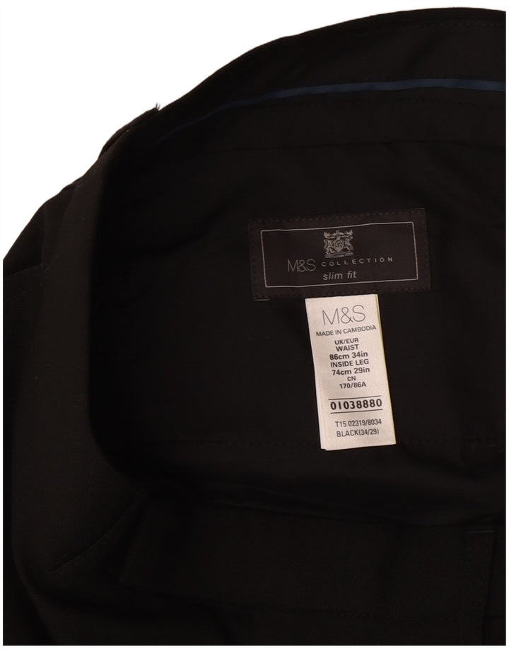 Marks & Spencer Pantalon de costume coupe slim pour homme W34 L29 Noir Polyester