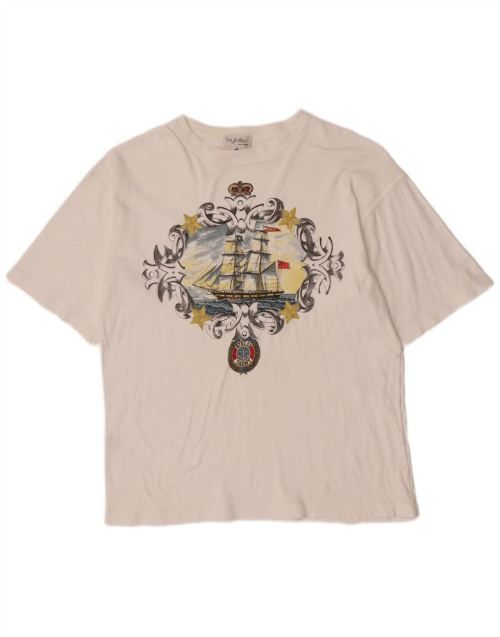 Byblos T-Shirt Graphique Homme Blanc Moyen Coton