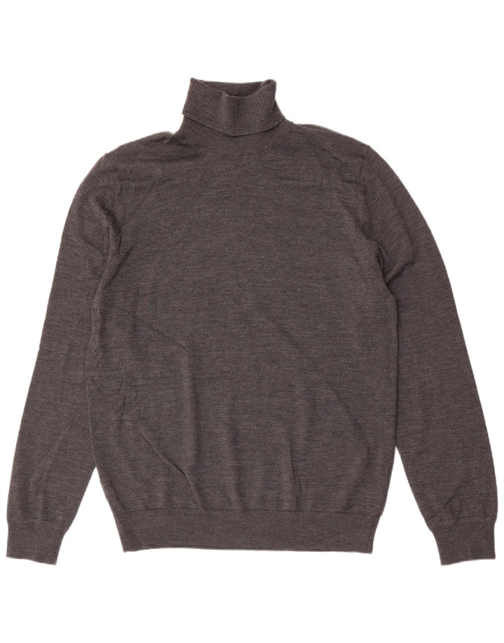 Marks & Spencer Pull col roulé pour homme en laine mérinos Gris Taille L