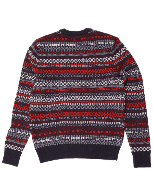 Gap Pull à col rond pour homme en laine d'agneau géométrique bleu marine