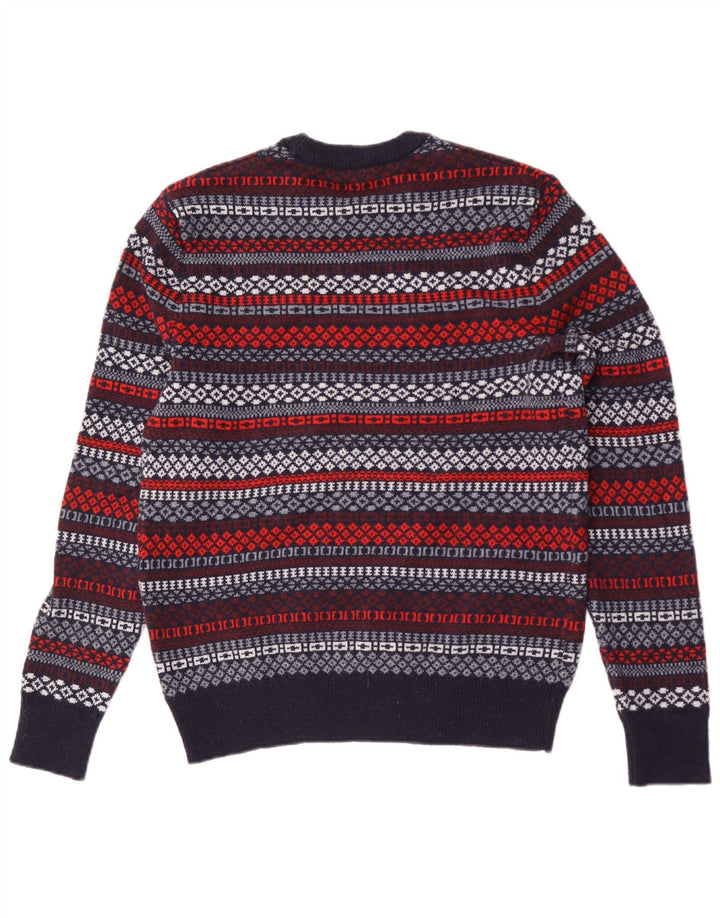 Gap Pull à col rond pour homme en laine d'agneau géométrique bleu marine