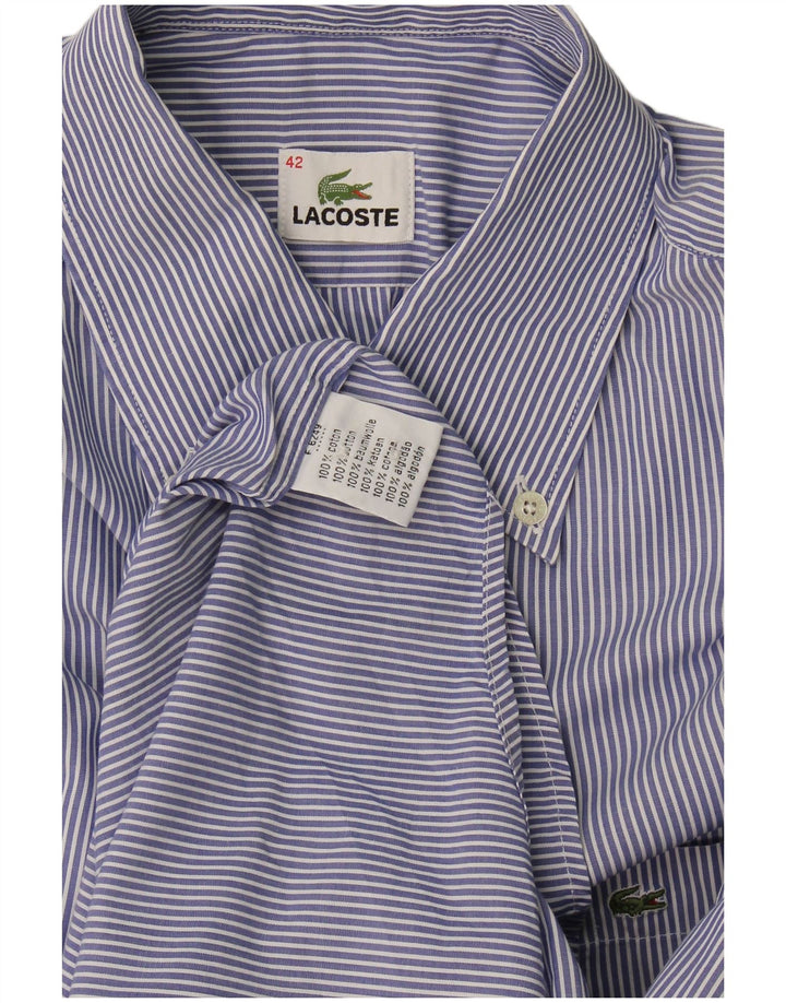 Lacoste Chemise homme Taille 42 Grand coton à fines rayures bleues