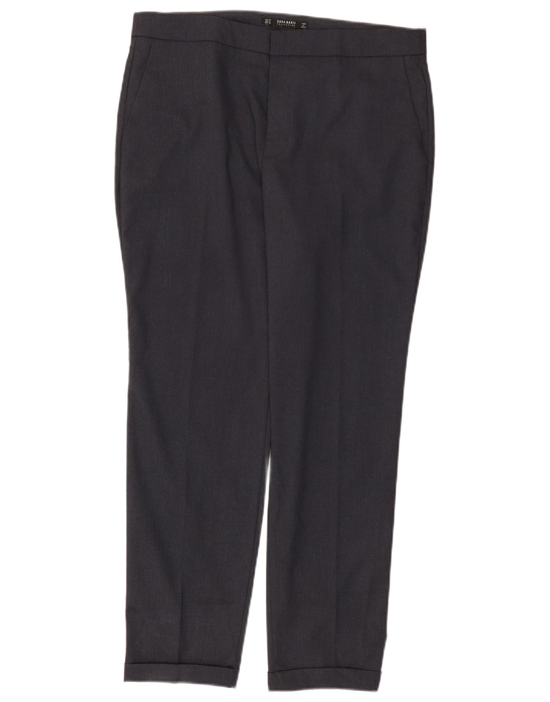 Zara Pantalon Chino Slim Femme EU 40 Moyen W30 L27 Bleu Marine Polyester