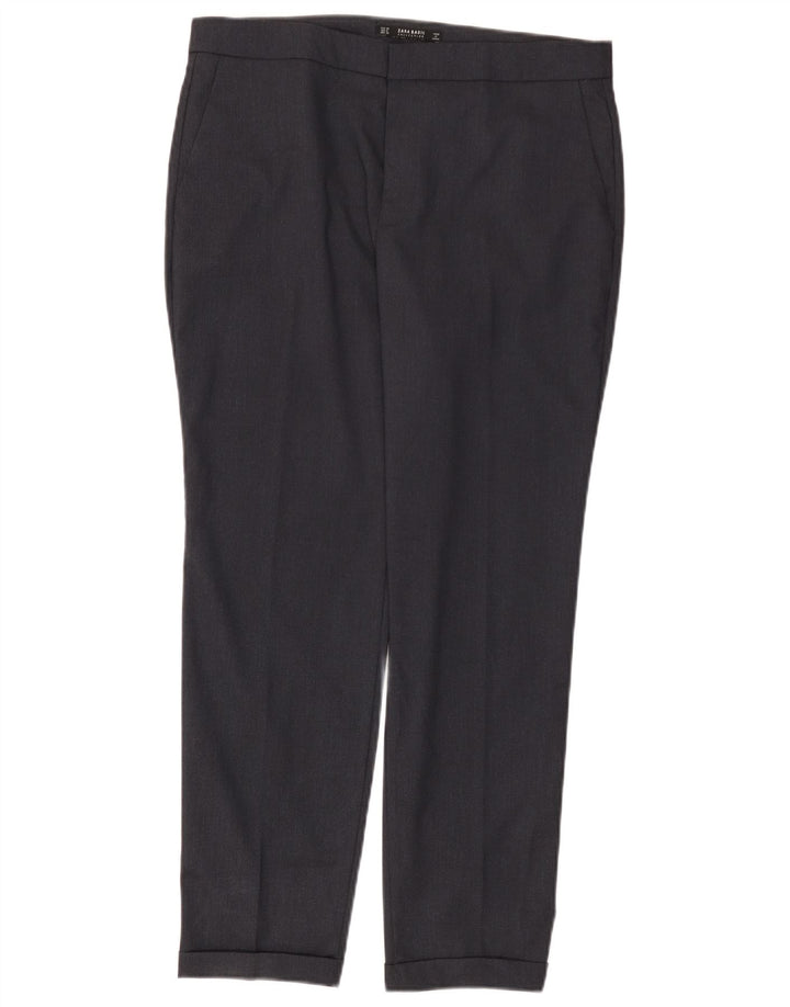 Zara Pantalon Chino Slim Femme EU 40 Moyen W30 L27 Bleu Marine Polyester