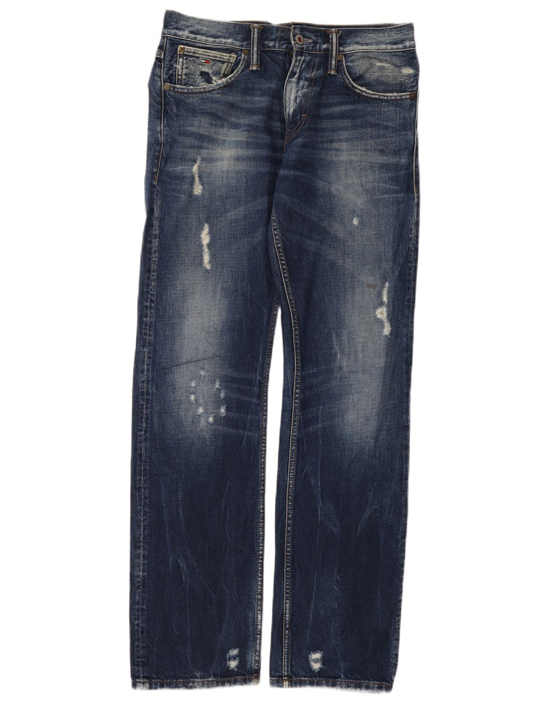 Tommy Hilfiger Femme Ryder Jean Droit Régulier En Détresse W29 L32 Bleu