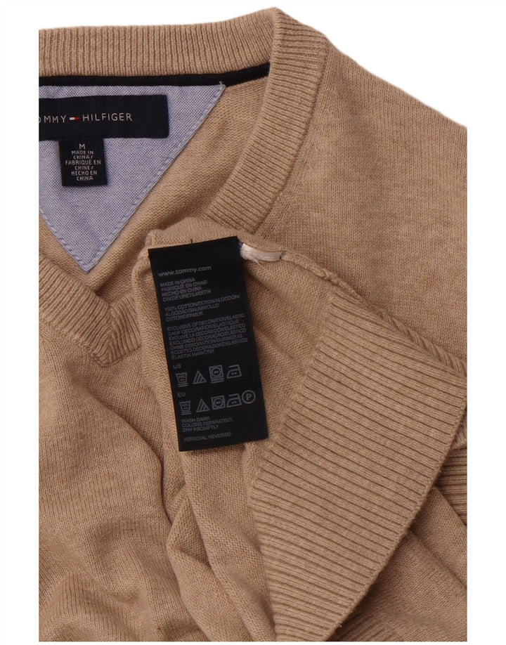 TOMMY HILFIGER Pull Col V Homme Beige Moyen Coton