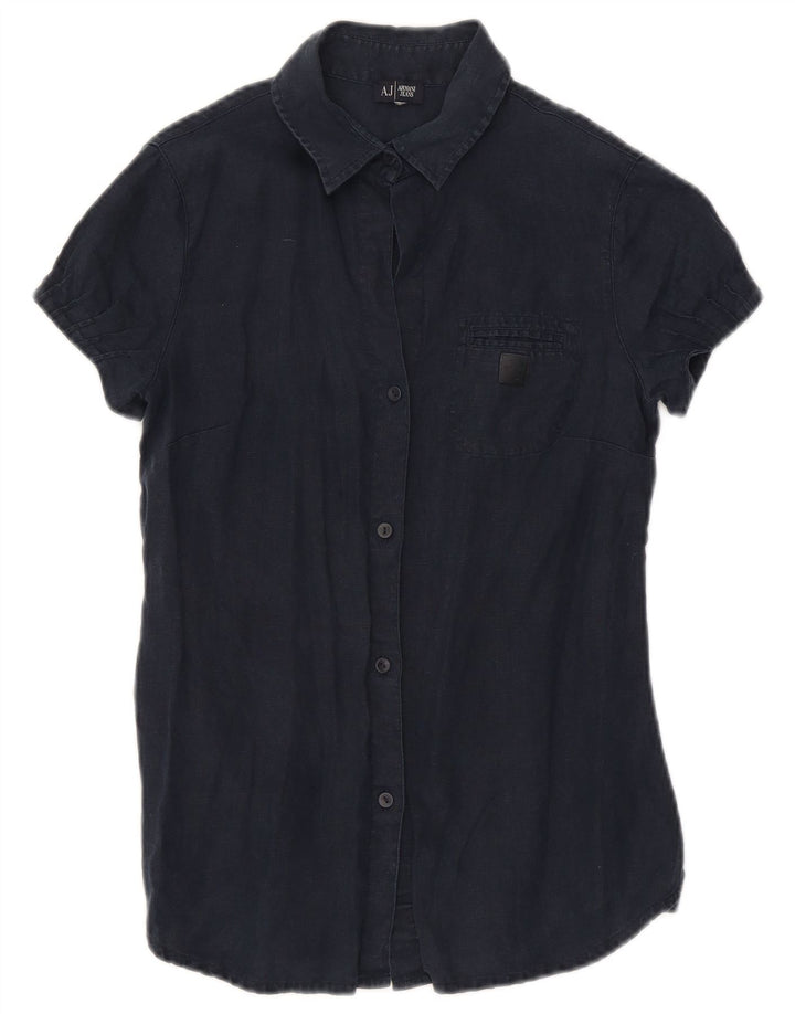 Armani Chemise à manches courtes pour femme UK 10 Small Bleu marine