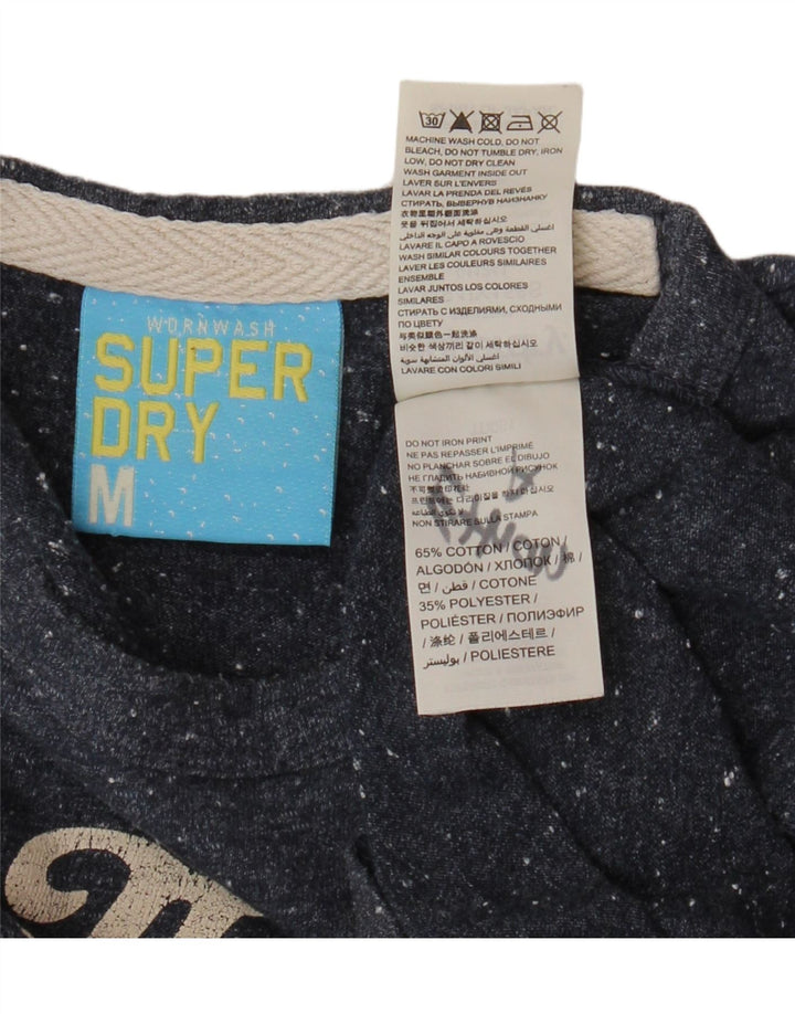 SUPERDRY Homme T-Shirt Graphique Top Bleu Marine Moucheté Coton