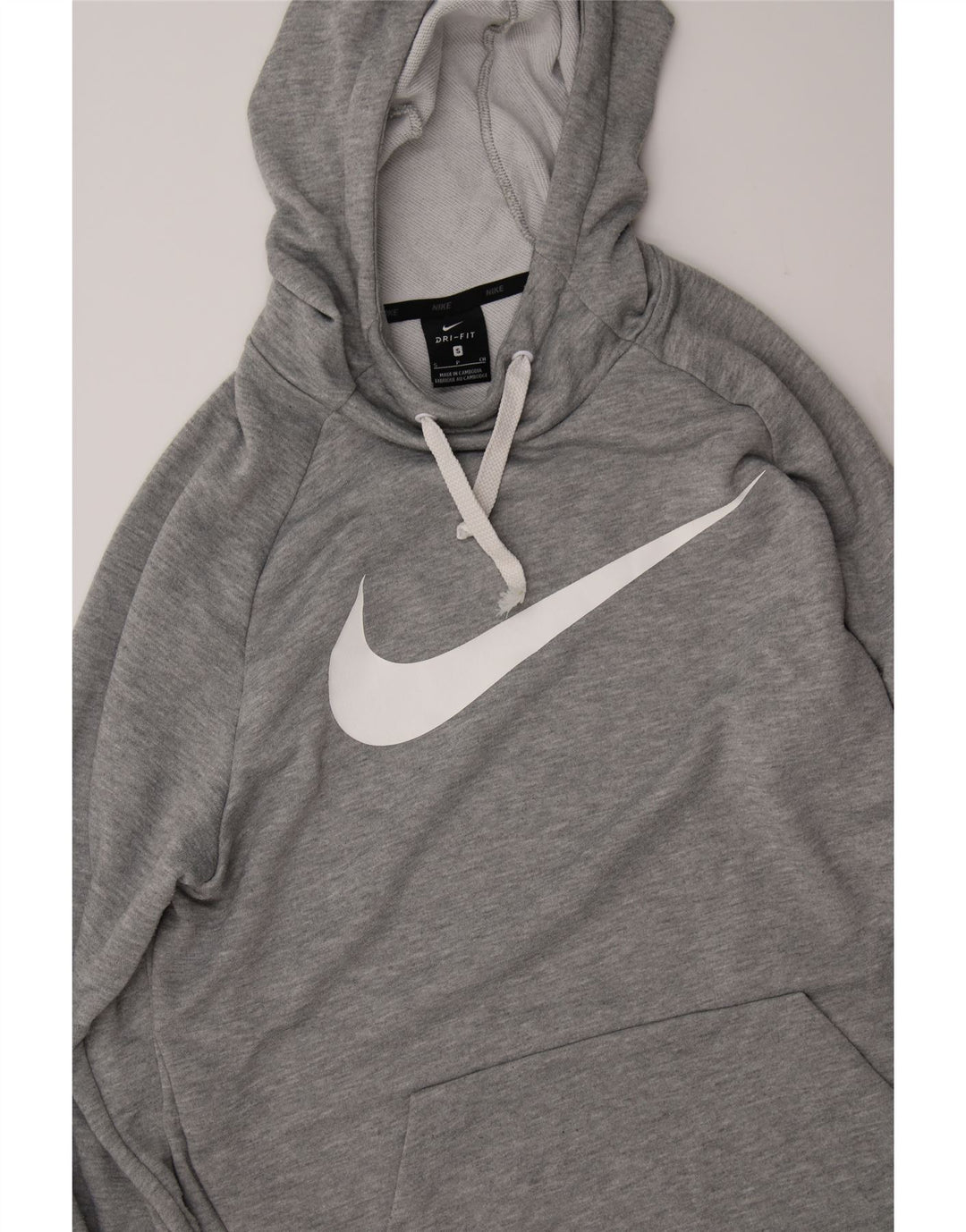 NIKE Mens Dri Fit Graphic Hoodie Jumper Small Grey Polyester Vintage Nike and Second-Hand Nike from Messina Hembry 