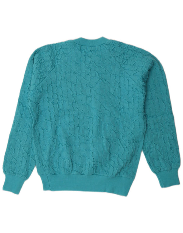 vintage Femmes Zip Neck Sweatshirt Jumper UK 18 XL Turquoise