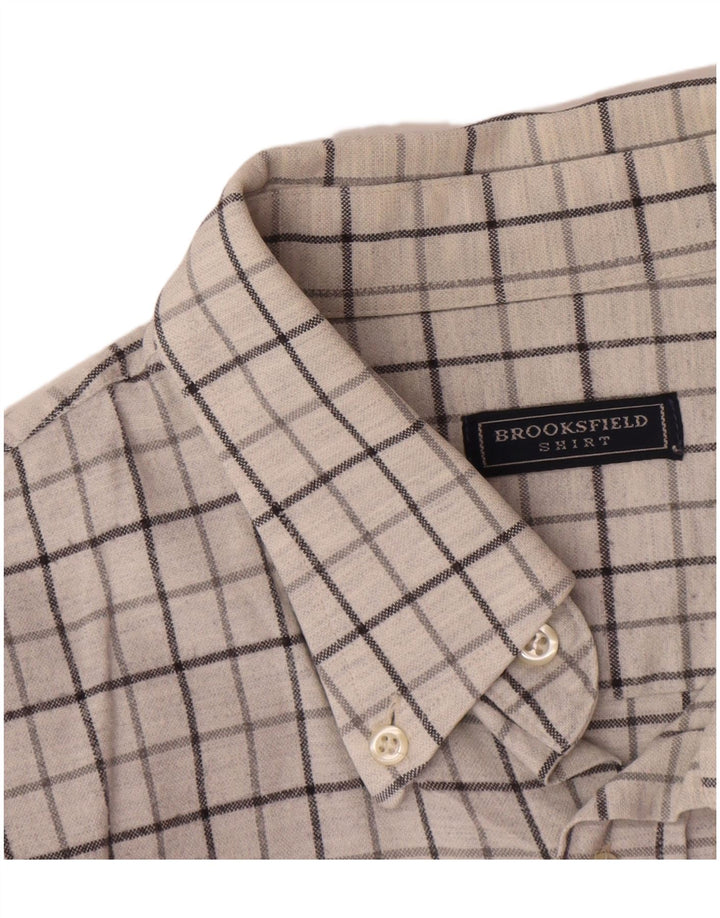 Brooksfield Chemise Homme XL Blanc Carreaux Coton