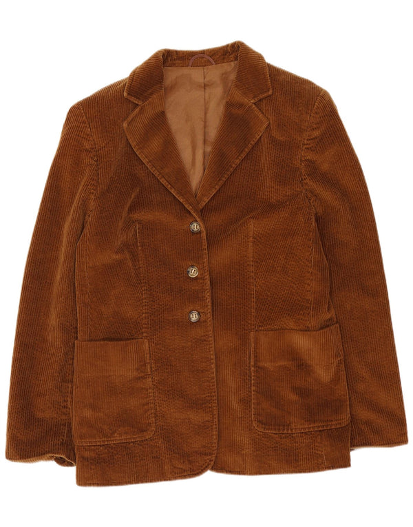 vintage Femmes 3 Bouton Corduroy Blazer Veste UK 14 Grand Coton Brun