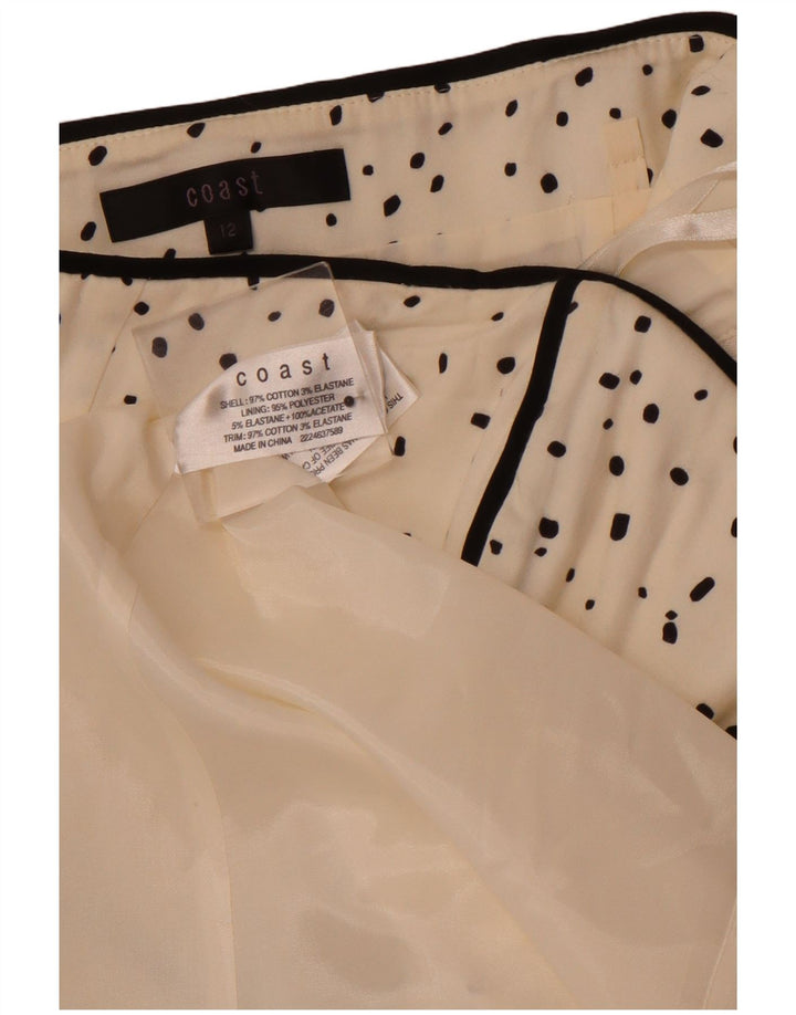 COAST Robe sans bretelles pour femme UK 12 Coton à pois blanc moyen