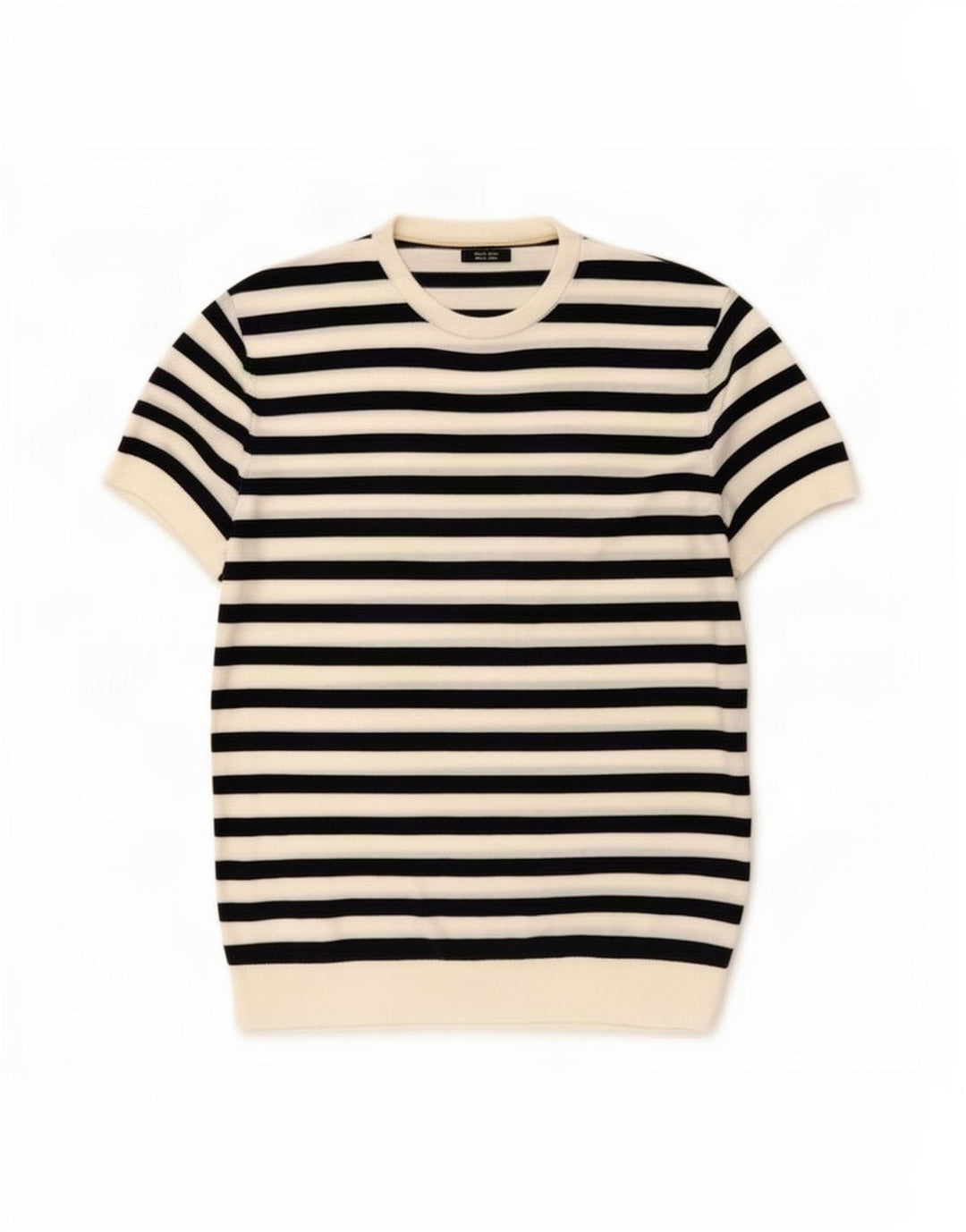 Massimo Dutti Pull à col rond pour homme Large rayé blanc