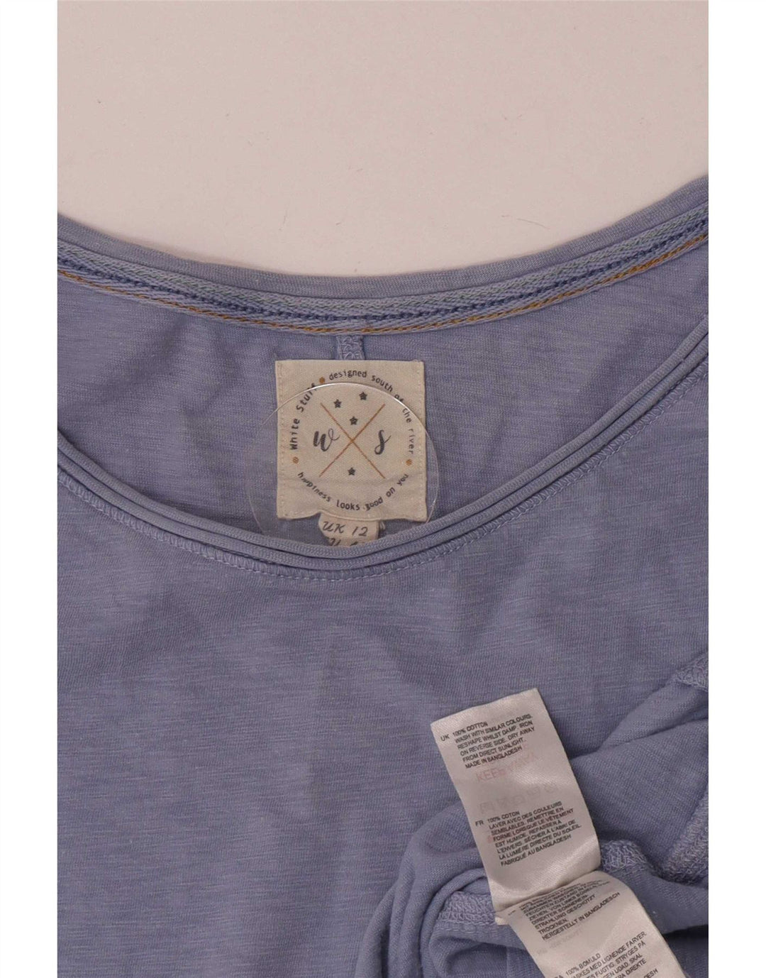 Top Femme White Stuff Manches Longues UK 12 Bleu Moyen Coton