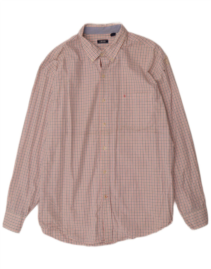 IZOD Chemise Homme XL Coton Carreaux Rose