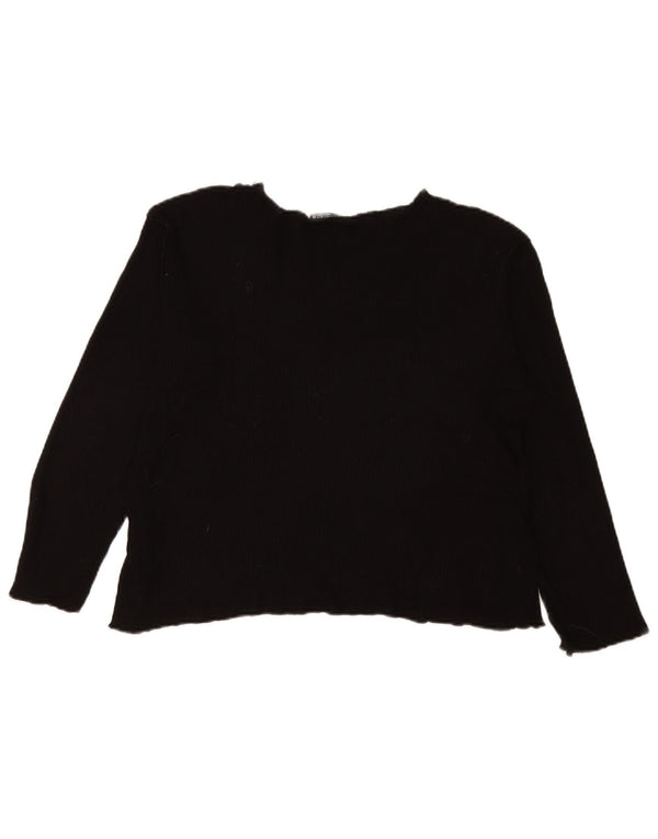 Zara Femme Haut Oversize Manches Longues UK 10 Petit Viscose Noir