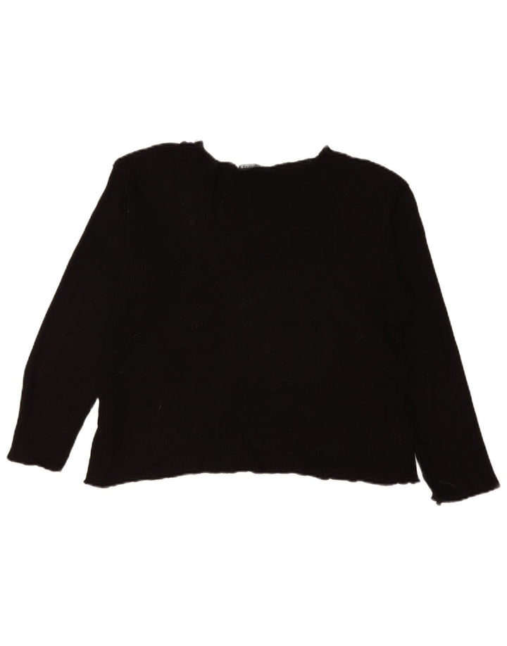 Zara Femme Haut Oversize Manches Longues UK 10 Petit Viscose Noir