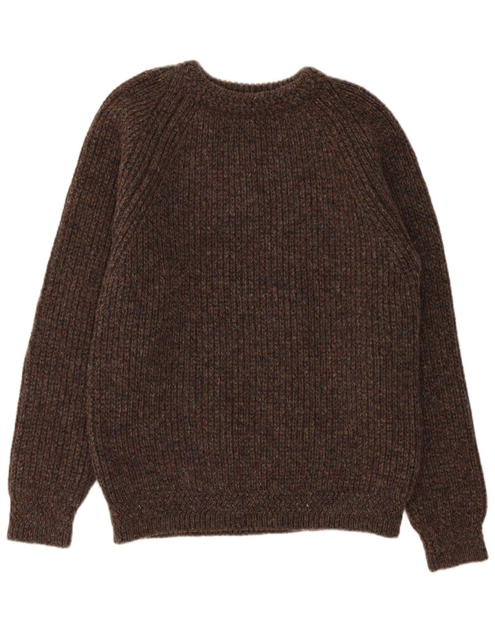 Magee Pull col rond pour homme en laine vierge mouchetée marron