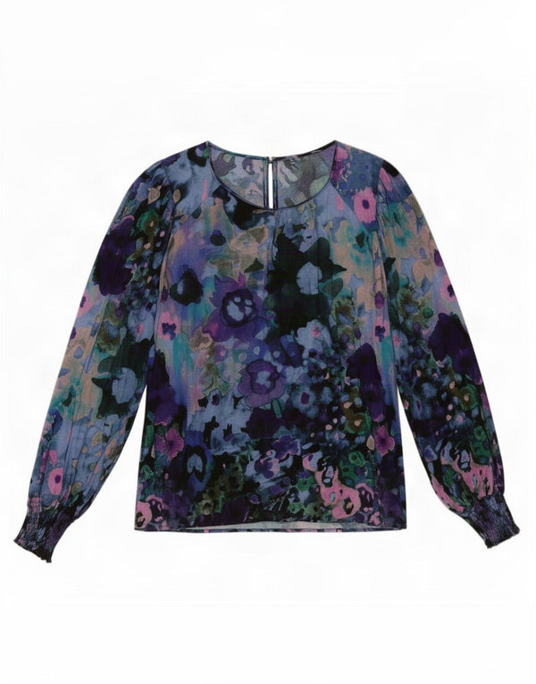 Desigual Chemisier transparent pour femme UK 16 Grand motif floral multicolore