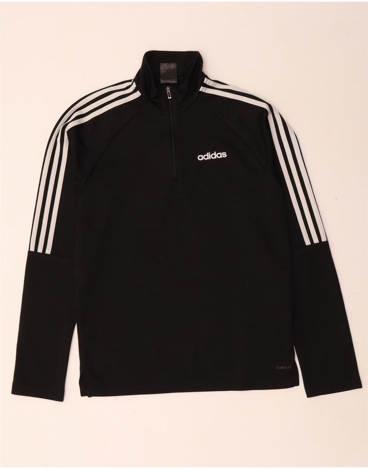 Adidas Hommes Climalite Zip Neck Pull Survêtement Top Petit Noir Polyester