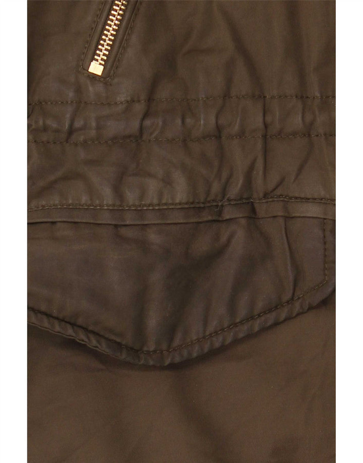 Zara Parka Sherpa à capuche pour femme UK 14 Kaki moyen