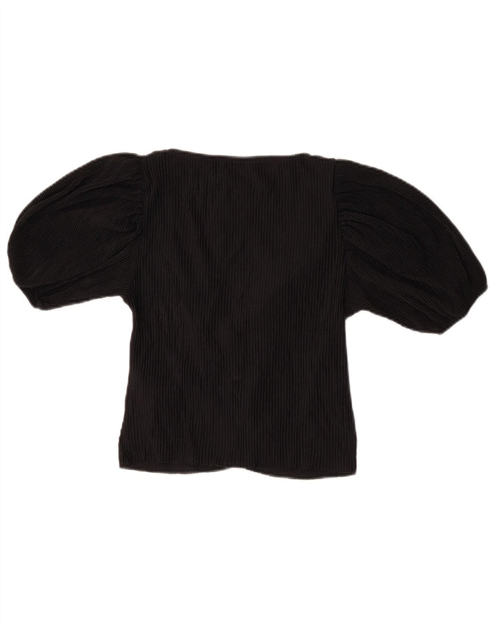 Zara Womens Crop Blouse Top UK 8 Petit Noir Polyester