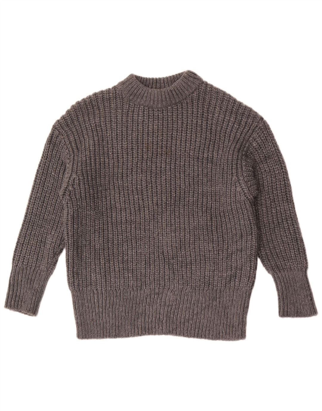 Zara Pull surdimensionné à col bateau pour femme UK 10 Petit Gris Polyester
