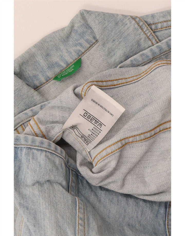 Benetton Veste en Jean Femme UK 14 Bleu Moyen Coton