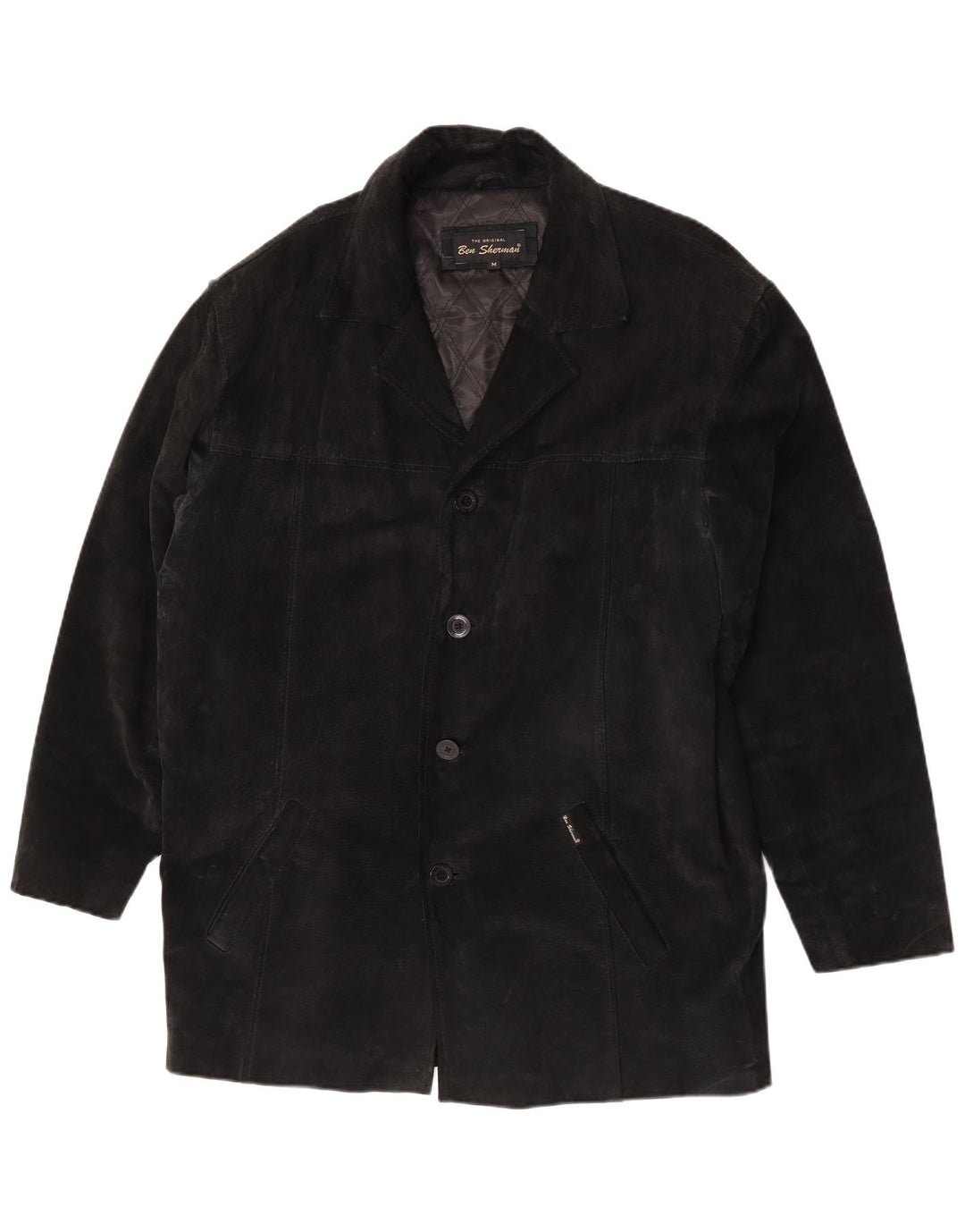 Ben Sherman Manteau coupe-vent en daim pour homme UK 38 Cuir noir moyen
